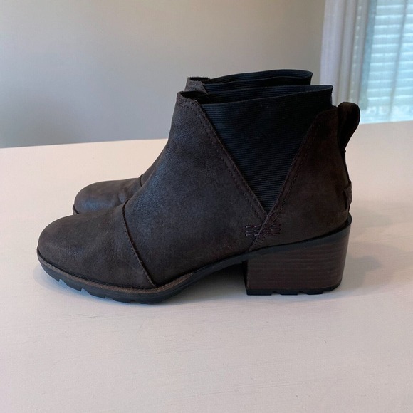 Sorel‎ Women's Braun Leather Cate Block Heel Ankle Casual Chelsea Booties Size 9 - Picture 3 of 10